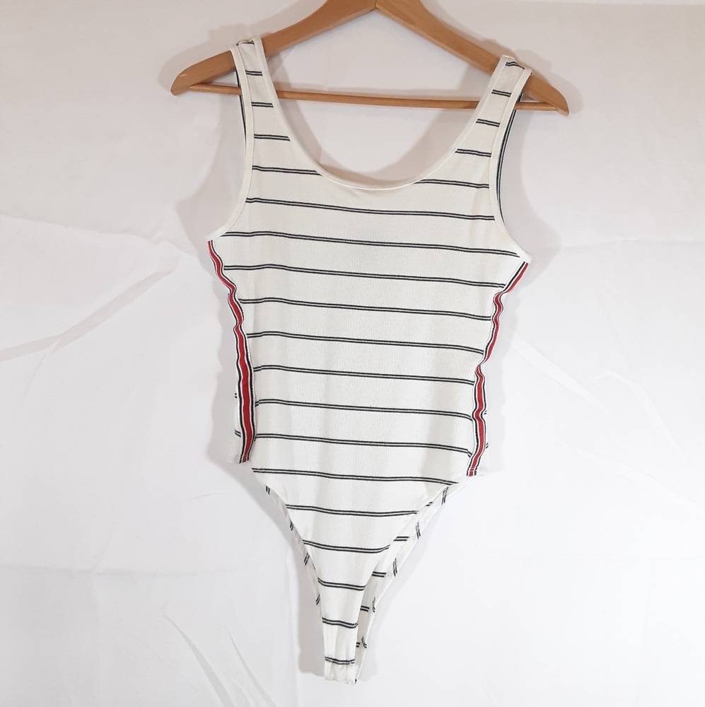 F21 Racing Stripe Ribbed Bodysuit